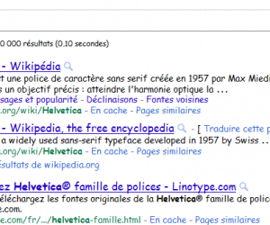 Recherche Helvetica sur Google 1er avril 2001