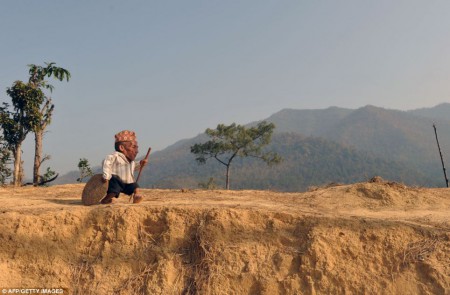 Chandra Bahadur Dangi, le plus petit homme de la Terre. Il mesure 56 centimètre à 72 ans