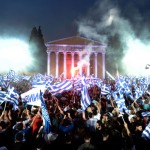 Un rassemblement pour la victoire de Antonis Samaras, n°1 du parti de la nouvelle démocratie de Grèce