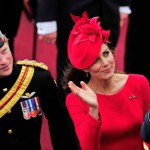 Les princes William et Harry accompagnés de la duchesse de Cambridge