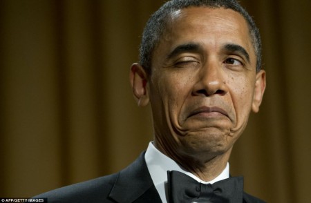 Le clin d'oeil de Barack Obama après une blague pendant un dîner en avril dernier