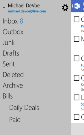 Outlook.com Android Screen 3