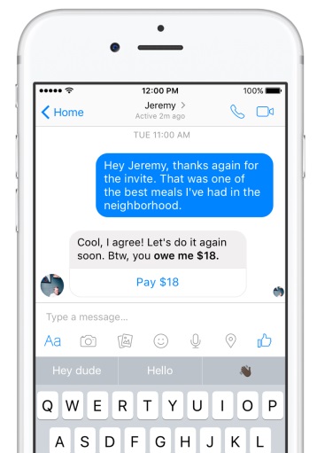 Facebook Messenger micro-transaction