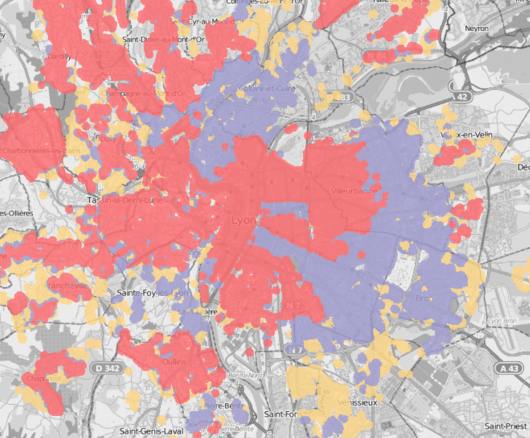 Carte éligibilité fibre Free - Lyon