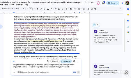 Gemini dans Google Docs