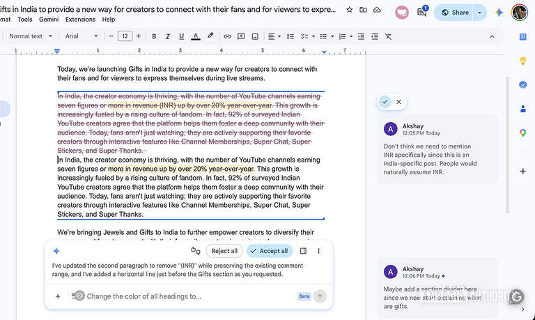 Gemini dans Google Docs