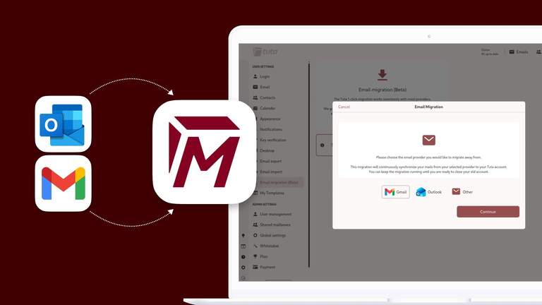 Tuta : migration en un clic