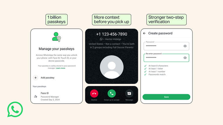 Sécurité WhatsApp : passkeys