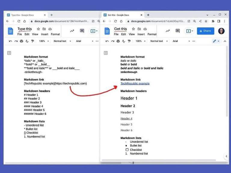 Google Docs Markdown